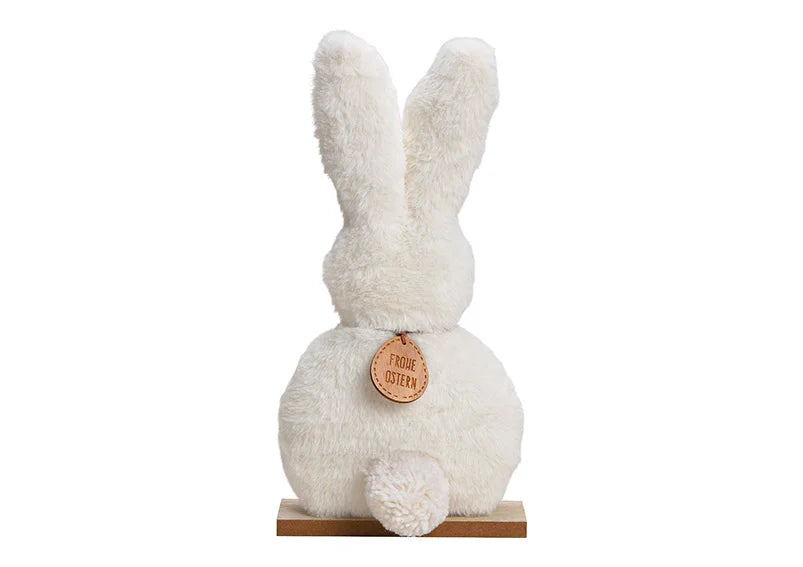 Aufsteller Hase aus Plüsch auf Holz