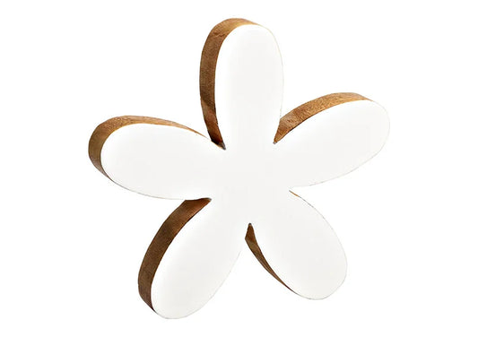 Blume/Schmetterling weiß aus Mangoholz