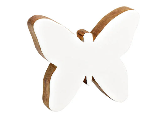 Blume/Schmetterling weiß aus Mangoholz